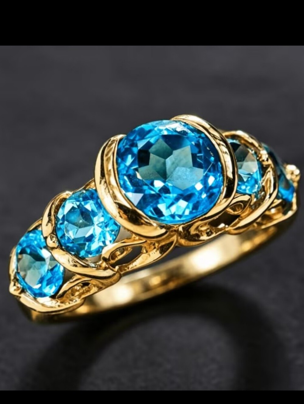 GOLD/STERLING SWISS BLUE TOPAZ RING 6 CTW SIZE 7 8 9 10